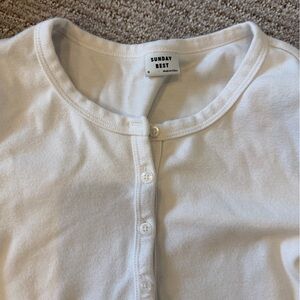 Aritzia Sunday Best White Henley Button-Up Top